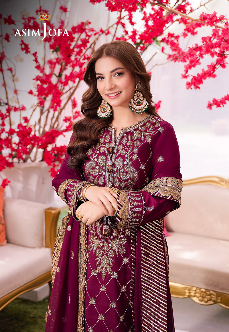 Asim Jofa | Jag Mag | AJMJ-03 EMBROIDERED NET 3 PCS